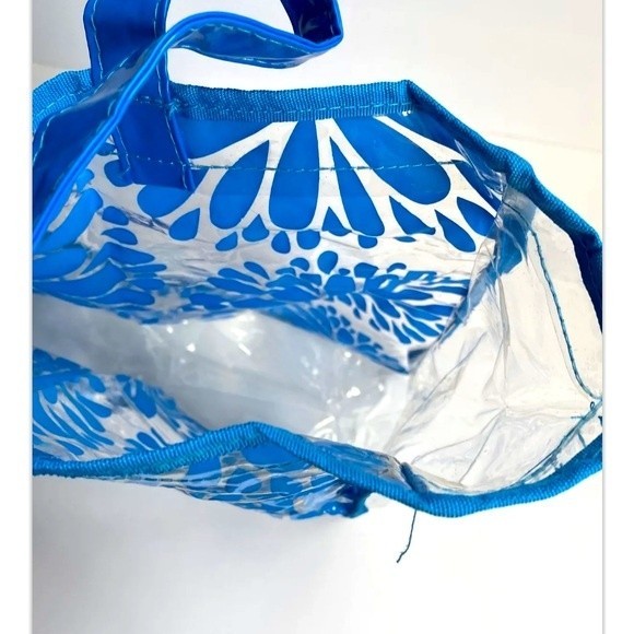 Transparent PVC Tote Shoulder Bag Shopping Handbag Travel Beach Bag Blue - Picture 7 of 9